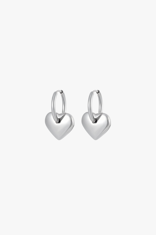 Bella Heart Hoops Silver