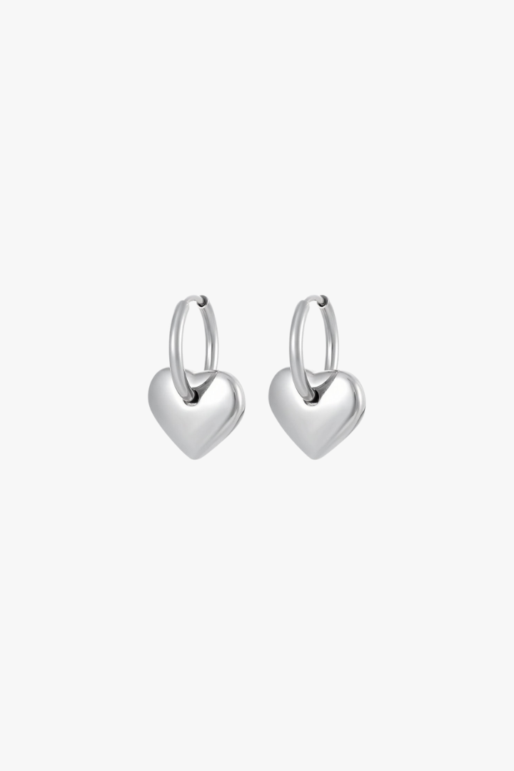 Bella Heart Hoops- Silver