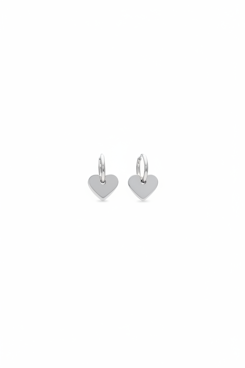Bella Heart Hoops- Silver